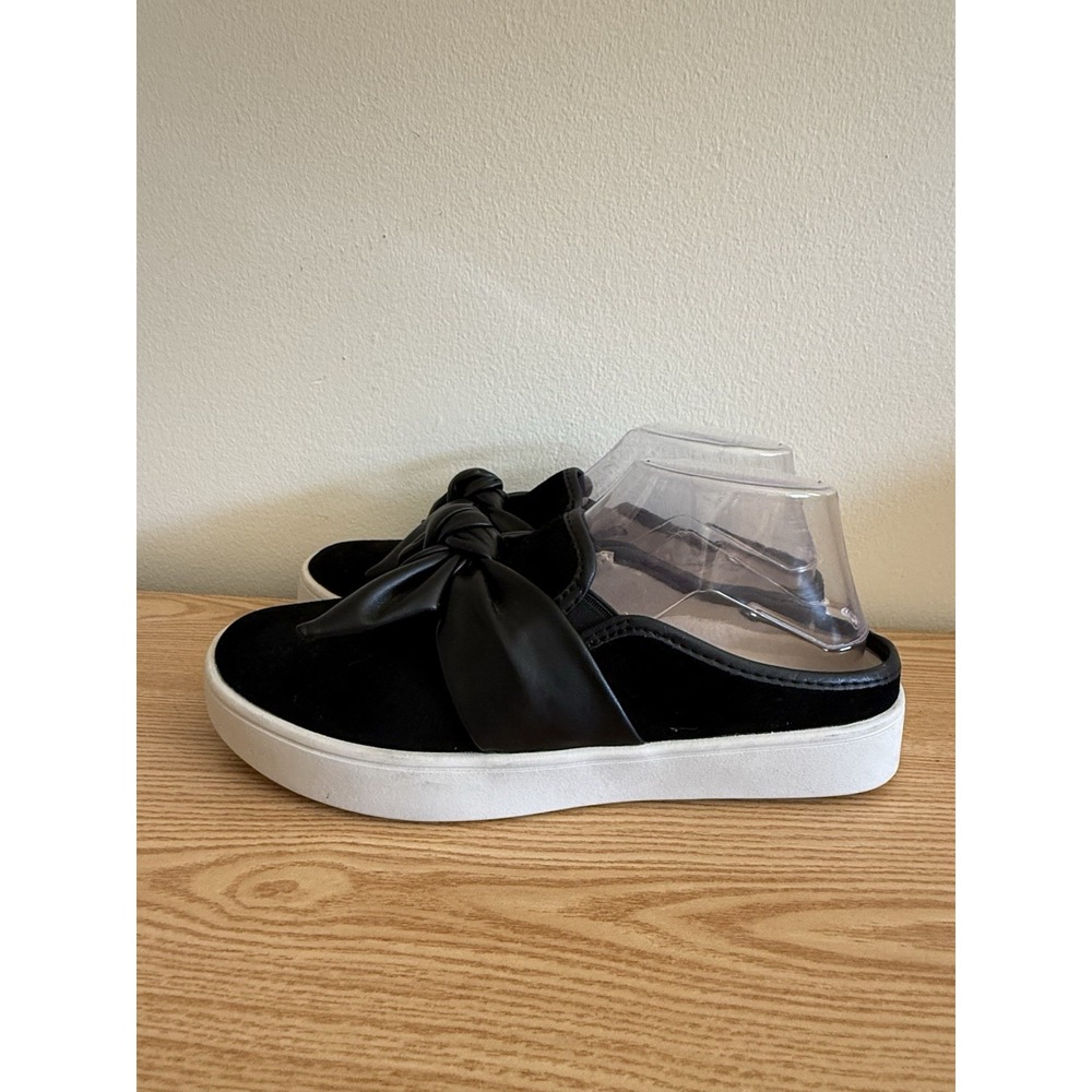 Spenco Barbados Mules Shoes Slip Ons Black Sz‎ 8B Suede Leather Bow Orthotic